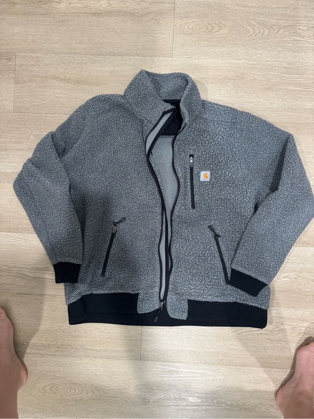 Carhartt Gray Sherpa Warm Jacket with Black Trim
